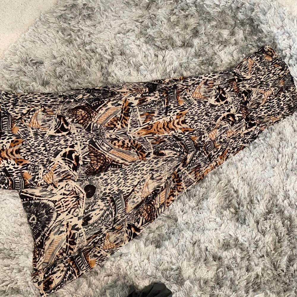 Animal print slit cut maxi dress